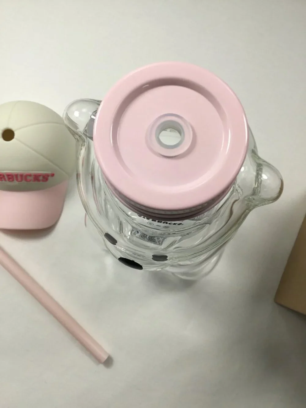 Starbucks Pink Bearista Glass Cold Cup 20 oz